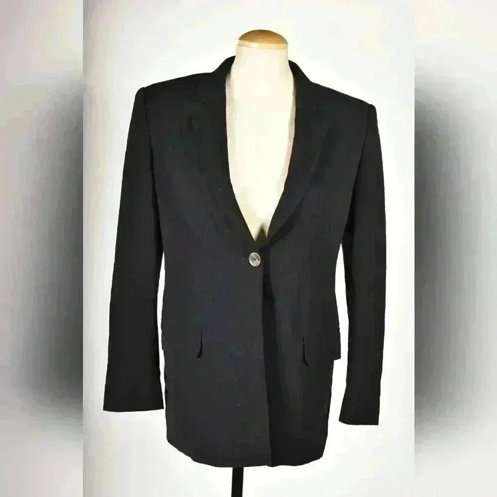 MAX MARA Navy Blue Stretch Unlined Merino  Wool Blazer Jacket 36EU 4US Italy